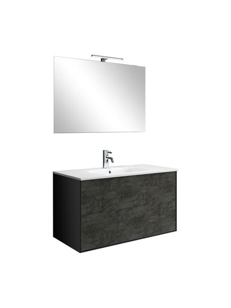 Set salle de bains avec vasque Ago, 4 élém., Noir, anthracite, Lot de différentes tailles