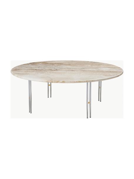 Table basse ronde en marbre IOI, Ø 100 cm, Beige marbré, argenté, Ø 100 cm