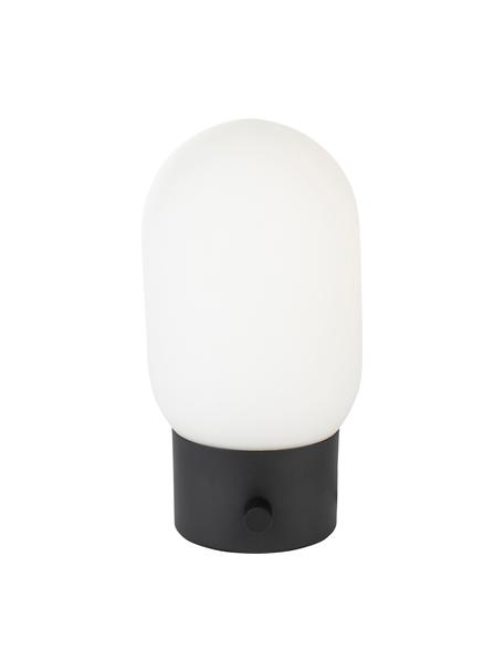 Kleine Dimmbare Nachttischlampe Urban mit USB-Anschluss, Lampenschirm: Opalglas, Lampenfuß: Metall, beschichtet, Schwarz, Weiß, Ø 13 x H 25 cm
