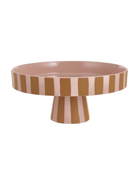 Alzatina in ceramica a righe Toppu, Ceramica, Marrone caramello, rosa, Ø 20 x Alt. 9 cm
