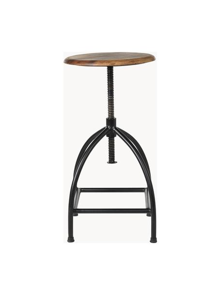 Taburete con altura regulable Sire, Asiento: madera de mango pintada, Estructura: acero recubierto, Negro, madera de mango pintada, Ø 33 x Al 46 cm