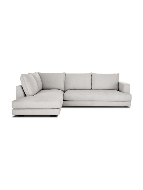 Sofa narożna Tribeca, Tapicerka: 100% poliester Dzięki tka, Stelaż: lite drewno sosnowe, Nogi: lite drewno bukowe, lakie, Jasnoszara tkanina, S 274 x G 192 cm, lewostronna