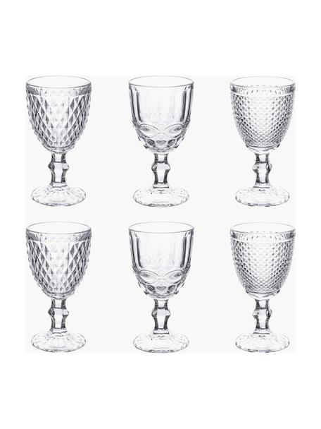 Weingläser Blend mit Strukturmuster, 6er-Set, Glas, Transparent, Ø 9 x H 17 cm, 300 ml