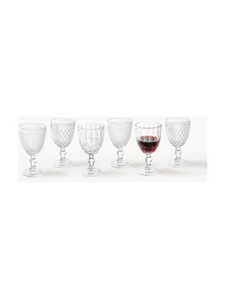 Set di 6 bicchieri da vino con motivo in rilievo Blend, Vetro, Trasparente, Ø 9 x Alt. 17 cm, 300 ml