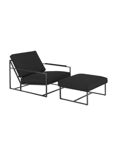 Set lounge Andy, 2 pzas., Estructura: metal con pintura en polv, Tejido gris antracita, negro, Set de diferentes tamaños