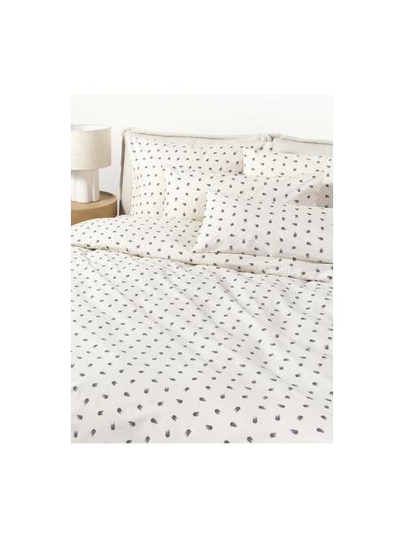 Housse de couette en coton petits pois Amma, Blanc cassé, larg. 200 x long. 200 cm