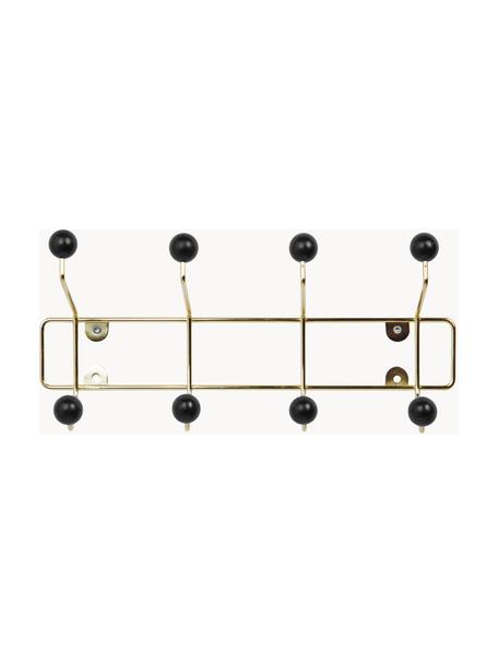 Wandkapstok Saturnus van metaal met 4 haken, Frame: gelakt metaal, Goudkleurig, zwart, B 34 cm