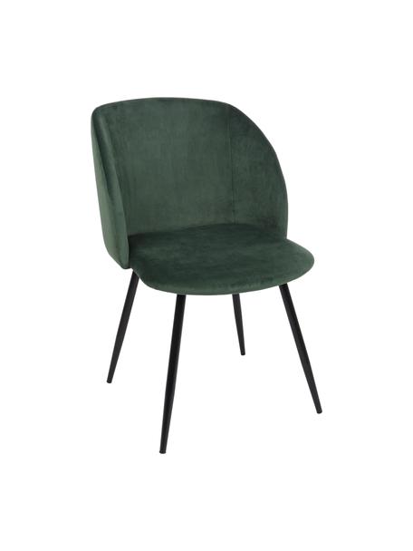 Krzesło tapicerowane z aksamitu Crown, Stelaż: drewno warstwowe, Nogi: metal malowany proszkowo, Zielony, S 60 x G 53 cm