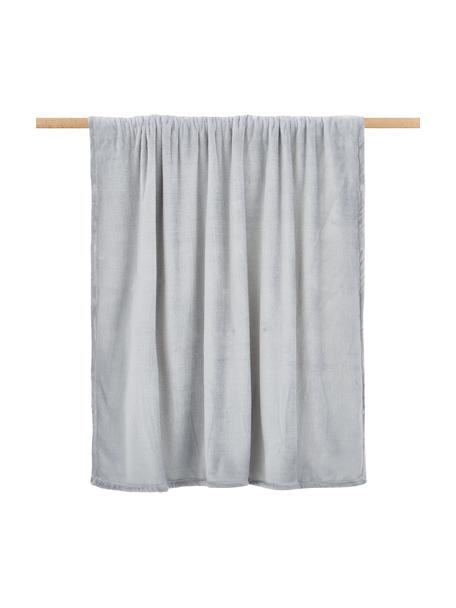 Zachte plaid Doudou in grijs, 100% polyester, Grijs, B 130 x L 160 cm