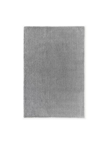 Pluizig hoogpolig vloerkleed Leighton, Bovenzijde: microvezels (100% polyest, Onderzijde: 70% polyester, 30% katoen, Grijs, B 80 x L 150 cm (maat XS)