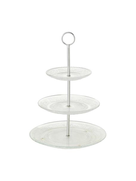 Fuente 3 pisos de vidrio Relief, Estante: vidrio, Transparente, Ø 25 x Al 35 cm