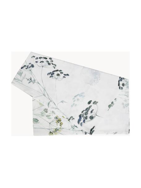 Chemin de table avec motifs floraux Herbier, 100 % coton, Blanc, fleurs-motif figuratif, larg. 50 x long. 160 cm