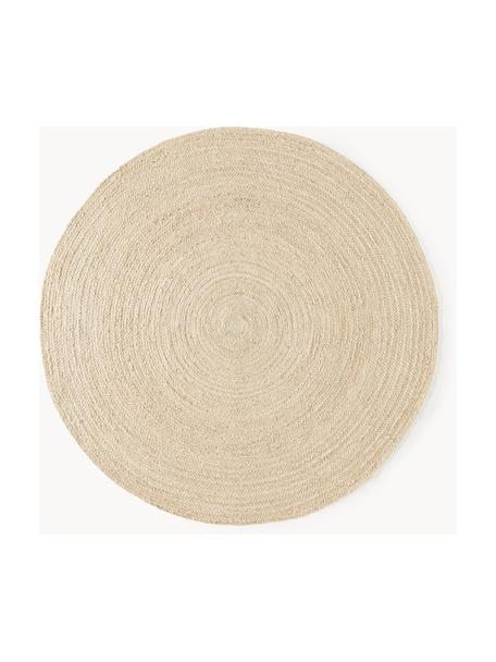 Runder Jute-Teppich Sharmila, handgefertigt, 100 % Jute, Off White, Ø 200 cm (Grösse L)