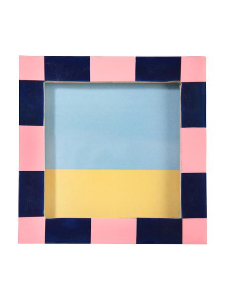 Cadre Check, Polyrésine, MDF (panneau en fibres de bois à densité moyenne), Rose, bleu foncé, larg. 13 x haut. 13 cm