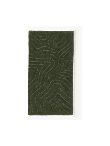 Tapis en laine tuftée main Aaron, Vert foncé, larg. 80 x long. 150 cm (taille XS)