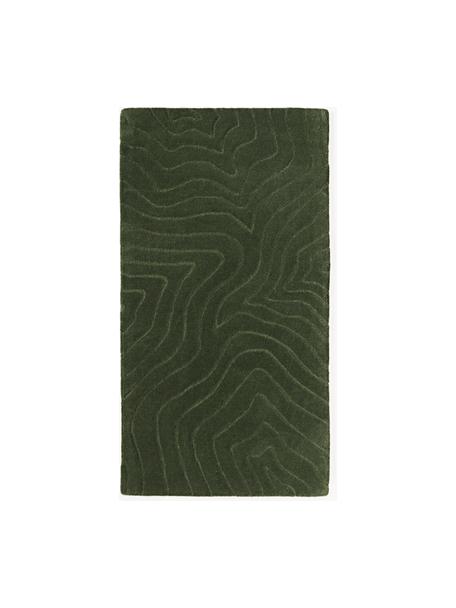 Tapis en laine tuftée main Aaron, Vert foncé, larg. 80 x long. 150 cm (taille XS)