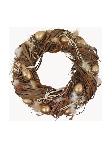 Ghirlanda decorativa Osterfest Ø35 cm, Toni del marrone, bianco, dorato, Ø 35 x Alt. 9 cm