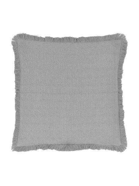 Povlak na polštář s ozdobnými třásněmi Lorel, 100 % bavlna, Šedá, Š 40 cm, D 40 cm