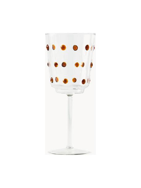 Copas de vino sopladas Nob, 2 uds., Vidrio soplado artesanalmente, Transparente, marrón claro, Ø 9 x Al 20 cm, 350 ml