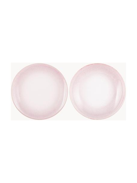 Plato llano artesanal Amalia, 2 uds., Cerámica, Rosa pálido, blanco crema, Ø 25 cm