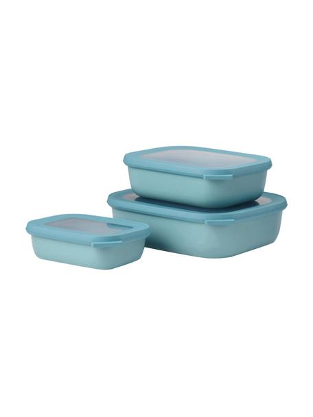 Sada dóz Cirqula, 3 díly, Polypropylen (PP), termoplastické elastomery (TPE), bez BPA, Tyrkysová, 500 ml / 1 l / 2 l
