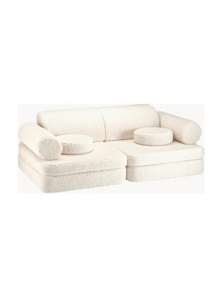 Modulares Kinder-Spielsofa Sugar aus Teddy, handgefertigt, Teddy Off White, B 132 x T 79 cm