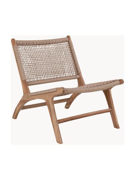 Fotel wypoczynkowy z drewna tekowego Derby, Drewno tekowe, beżowy, S 60 x G 80 cm