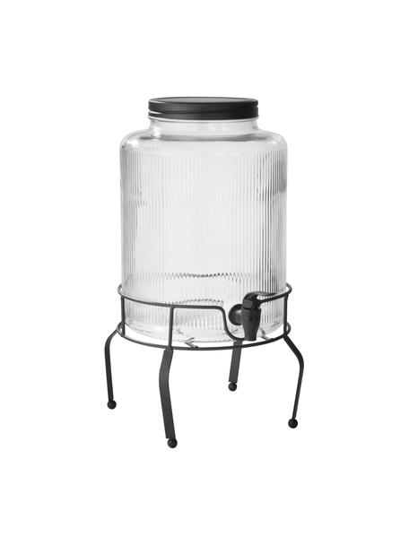 Grote drankendispenser Maxim met frame, Frame: gecoat metaal, Transparant, zwart, Ø 14 x H 43 cm