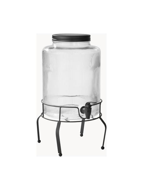 Dispensador de bebidas grande Maxim, Estructura: metal recubierto, Transparente, negro, 8 L