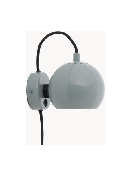 Design bolvormige wandlamp Ball, Lampenkap: gecoat metaal, Grijsblauw, B 16 x H 12 cm