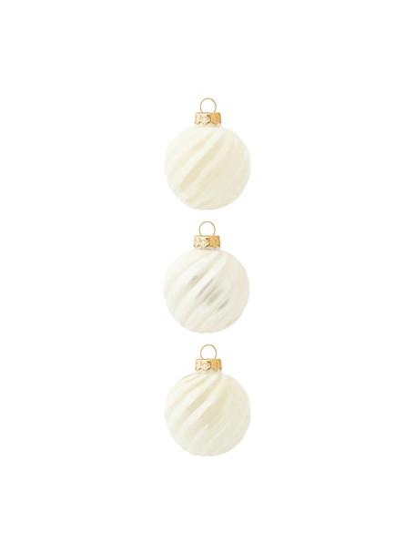Kerstballen Gabriela Ø 6 cm, 3 stuks, Glas, Crèmewit, Ø 6 cm