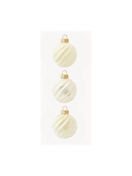 Boules de Noël Gabriela Ø 6 cm, 3 pièces, Verre, Blanc crème, Ø 6 cm