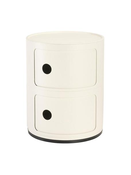 Design container Componibili, 2 modules, Kunststof (ABS), gelakt, Greenguard gecertificeerd, Glanzend crèmewit, Ø 32 x H 40 cm