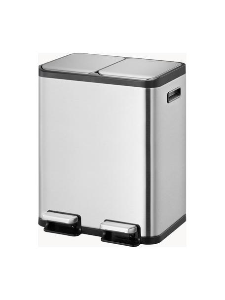 Afvalemmer EcoCasa met pedaalfunctie, 2x 30 L, Houder: roestvrijstaal, geborstel, Zilverkleurig, B 53 x D 37 cm, 60 L