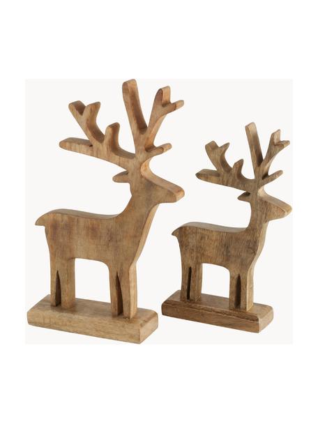 Deko-Hirsche Paimia aus Holz, 2 Stück, Holz, Helles Holz, Set mit verschiedenen Größen