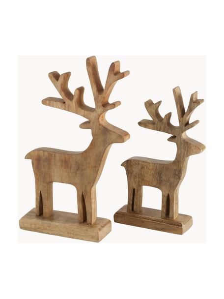 Figuras decorativas ciervos de madera Paimia, 2 uds., Madera, Marrón, Set de diferentes tamaños