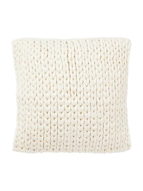 Federa arredo in maglia grossa fatta a mano Adyna, 100% acrilico, Bianco crema, Larg. 45 x Lung. 45 cm