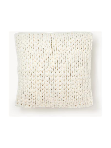 Ručne vyrobený nahrubo tkaný poťah na vankúš Adyna, 100 % akryl, Lomená biela, Š 45 x D 45 cm