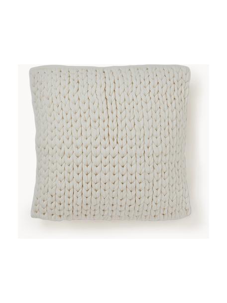 Housse de coussin 45x45 grosse maille Adyna, 100 % polyacrylique, Blanc cassé, larg. 45 x long. 45 cm