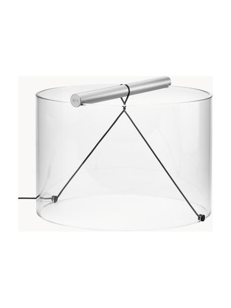 Kleine Dimmbare LED-Tischlampe To-Tie, Lampenschirm: Glas, Silberfarben, Transparent, Ø 31 x H 22 cm