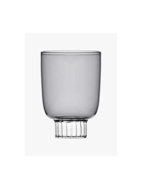 Handgemaakte waterglas Liberta, Borosilicaatglas, Transparant, grijs, Ø 8 x H 11 cm, 320 ml
