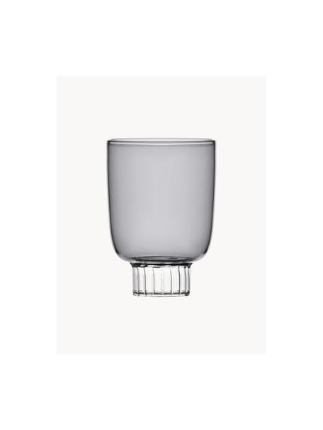 Handgemaakte waterglas Liberta, Borosilicaatglas, Transparant, grijs, Ø 8 x H 11 cm, 320 ml