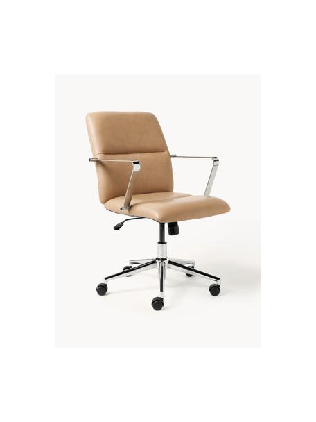 Chaise de bureau en similicuir avec accoudoirs Reto, hauteur réglable, Cuir synthétique beige, larg. 60 x prof. 68 cm