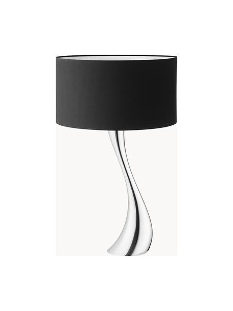 Lampada da tavolo grande in acciaio inossidabile Cobra, Acciaio inossidabile altamente lucidato, cotone nero, Nero, argento, Ø 35 x Alt. 61 cm