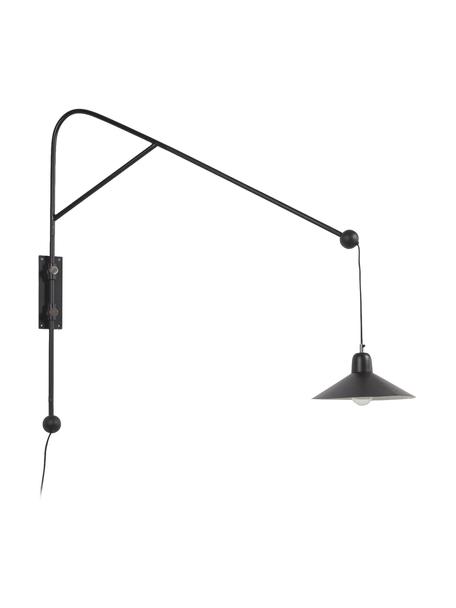 Grote verstelbare wandlamp Eleazar met stekker, Lamp: gepoedercoat metaal, Zwart, B 30 x H 108 cm