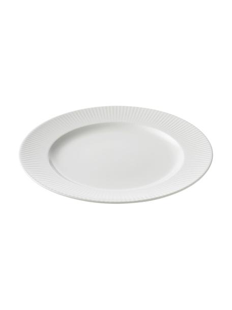 Biely plytký tanier s drážkovou štruktúrou Groove, 4 ks, Kamenina, Biela, Ø 27 x V 1 cm