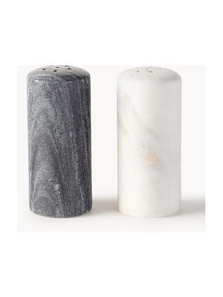 Salz- und Pfefferstreuer Agata aus Marmor, 2er-Set, Marmor, Weiss, Schwarz, marmoriert, Ø 5 x H 10 cm