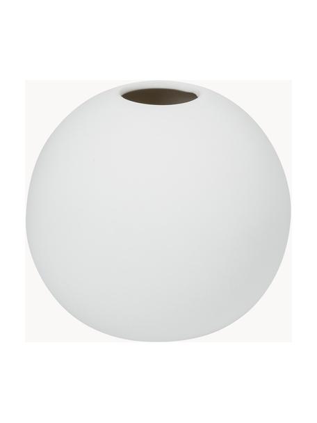 Vase boule artisanal Ball, Ø 10 cm, Céramique, Blanc, Ø 10 x haut. 10 cm