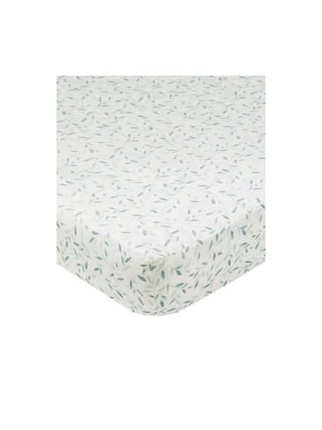 Poťah na prebaľovaciu podložku z organickej bavlny Green Leaves, 100 % organická bavlna, certifikát OCS, Biela, zelená, vzorovaná, Š 50 x D 65 cm