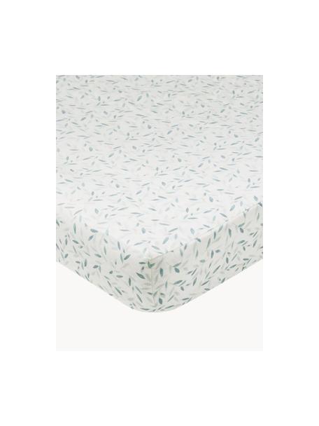 Aankleedkussenhoes Green Leaves van biokatoen, 100% biokatoen, OCS-gecertificeerd, Wit, groen, patroon, B 50 x L 65 cm